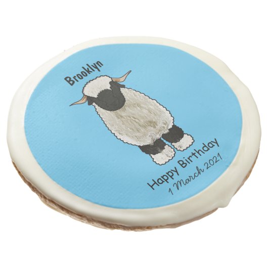 Valais Blacknose sheep cartoon illustration Sugar Cookie (Angled)
