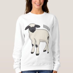 Valais Blacknose sheep cartoon illustration Sweatshirt