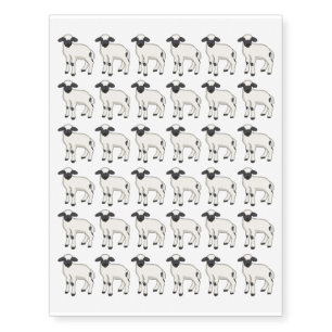 Valais Blacknose sheep cartoon illustration Temporary Tattoos
