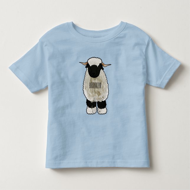 Valais Blacknose sheep cartoon illustration Toddler T-shirt (Front)