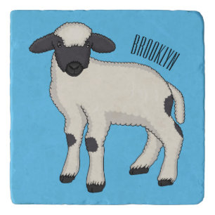 Valais Blacknose sheep cartoon illustration Trivet