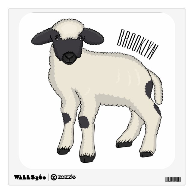 Valais Blacknose sheep cartoon illustration Wall Decal (Front)