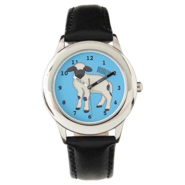 Valais Blacknose sheep cartoon illustration Watch (Front)