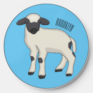 Valais Blacknose sheep cartoon illustration Wireless Charger