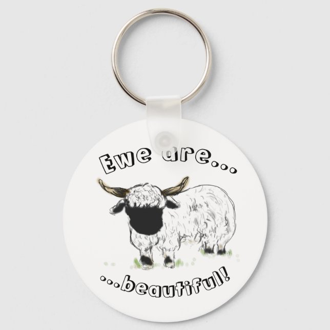 Valais blacknose sheep - Ewe are beautiful! Keychain (Front)