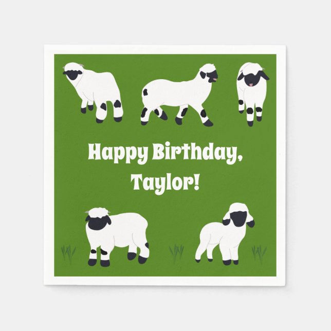 Valais Blacknose Sheep Farm Themed Party Napkins (Front)