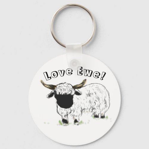 Valais blacknose sheep _ Love Ewe Keychain