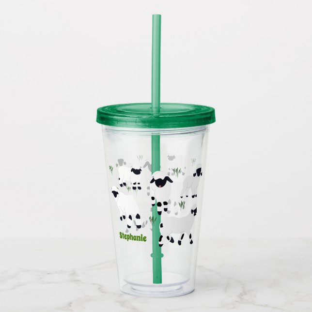 Valais Blacknose Sheep Personalized Farmers Acrylic Tumbler (Front)