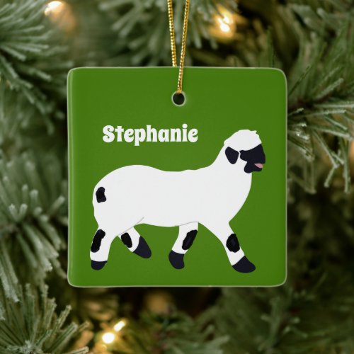 Valais Blacknose Sheep Personalized Farmers Ceramic Ornament