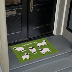 Valais Blacknose Sheep Personalized Farmers Doormat