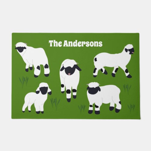 Valais Blacknose Sheep Personalized Farmers Doormat