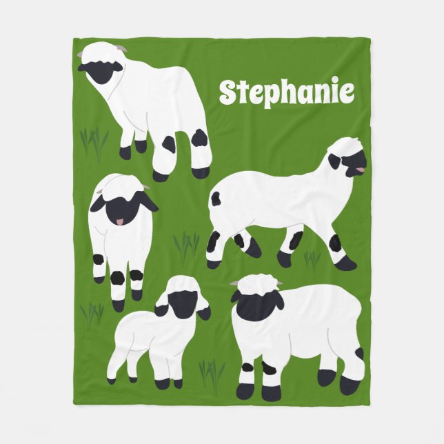Valais Blacknose Sheep Personalized Farmers Fleece Blanket (Front)