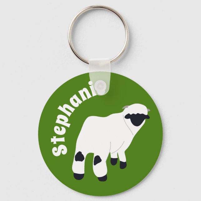 Valais Blacknose Sheep Personalized Farmers Keychain (Front)