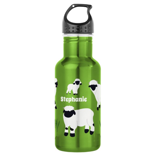 Valais Blacknose Sheep Personalized Farmers Stainless Steel Water Bottle (Front)