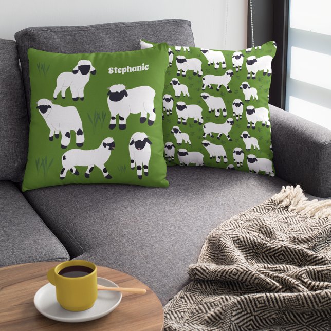 Valais Blacknose Sheep Personalized Farmers Throw Pillow (Creator Uploaded)