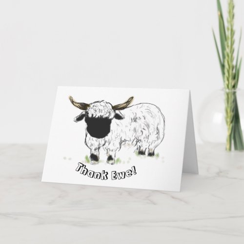 Valais blacknose sheep _ Thank Ewe Thank You Card