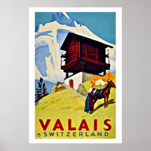 Valais,Switzerland Vintage Travel Poster