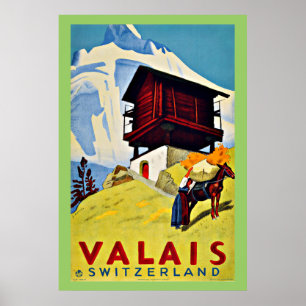 Valais,Switzerland Vintage Travel Poster