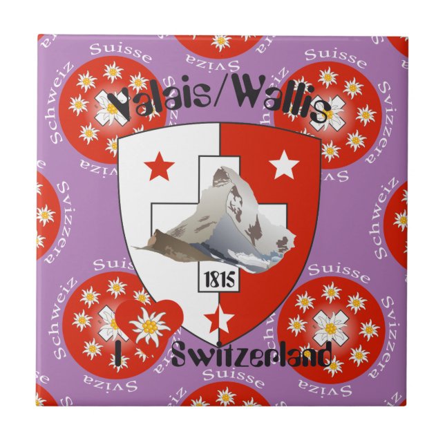 Valais v Wallis Schweiz Fliese Ceramic Tile (Front)