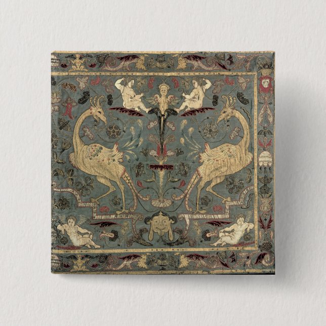Valance of Renaissance design, 17th century (silk) Pinback Button (Front)