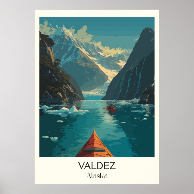 Valdez Alaska Fjord Kayak Adventure Poster (Front)