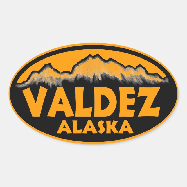 Valdez Alaska orange oval stickers (Front)