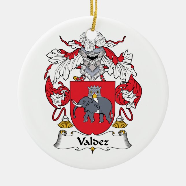 Valdez Family Crest Ceramic Ornament (Front)