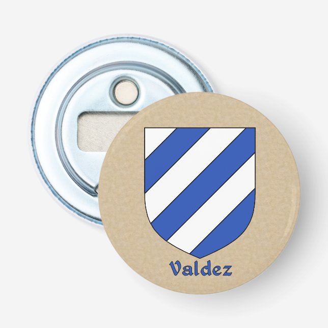 Valdez Heraldic Arms on Parchment Style Back Bottle Opener (Front)