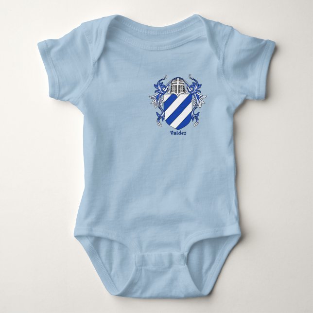 Valdez Historical Shield with Helm and Mantle Baby Bodysuit (Front)