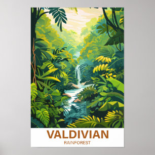 Valdivian Rainforest Illustration Travel Poster