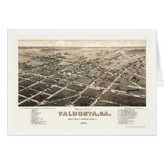 Valdosta, GA Panoramic Map - 1885 Cards (Front Horizontal)