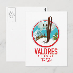 Valdres Norway Ski logo Postcard