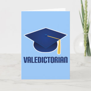 Valedictorian Blue Grad Hat Graduation Card