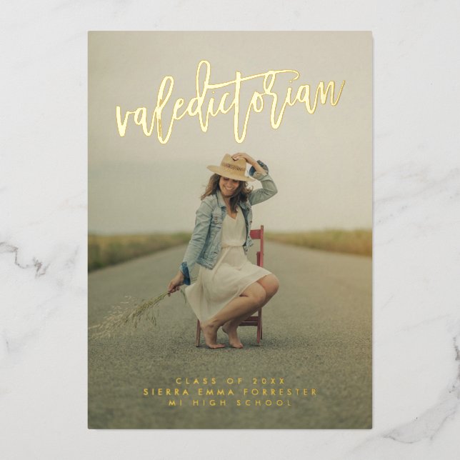 Valedictorian Graduation Foil Invitation (Front)