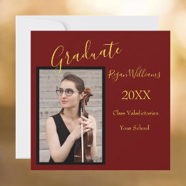 Valedictorian Photo Custom School Colors Graduate Invitation