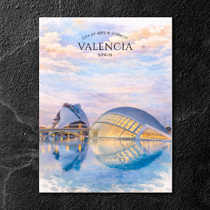Valencia Arts & Sciences City Watercolor Landmark  Holiday Postcard