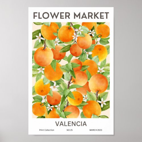 Valencia Colorful Flower Market  Poster