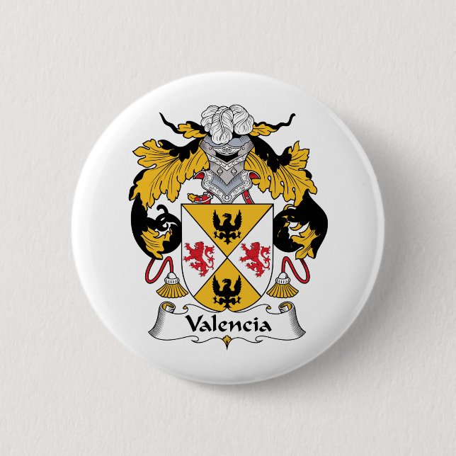 Valencia Family Crest Pinback Button (Front)