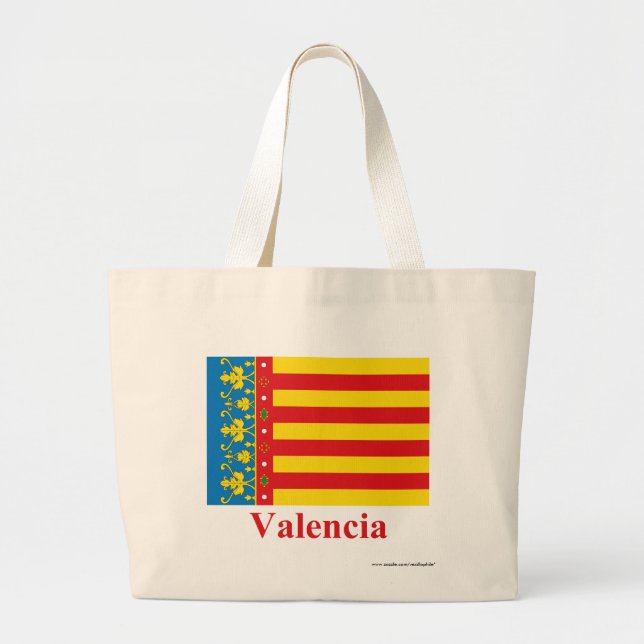 Valencia flag with name large tote bag (Front)
