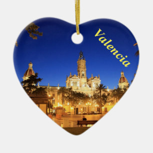 Valencia night view heart ornament