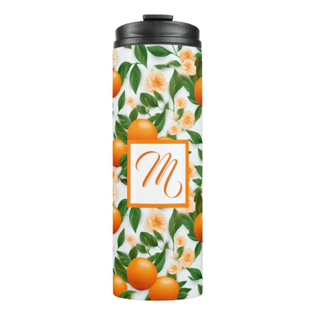 Valencia Orange and Blossom Personalized Thermal Tumbler (Front)