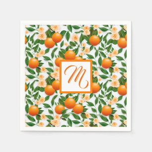 Valencia Orange Blossom Monogram Napkins