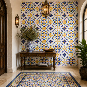 Valencia Solstice Sapphire Marigold Floral Luxury Ceramic Tile
