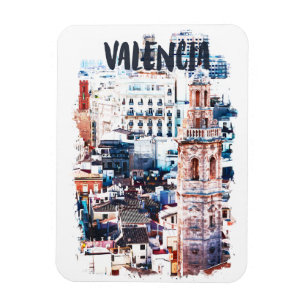 Valencia Spain Architecture Watercolor City  Magnet
