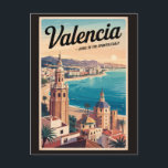Valencia Spain Coast Illustration Travel Art Retro Postcard<br><div class="desc">Valencia retro vector travel design. From the futuristic City of Arts and Sciences to the lively streets of the Old Town,  Valencia offers an exciting mix of culture,  cuisine,  and seaside beauty.</div>