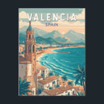 Valencia Spain Illustration Travel Art Vintage Postcard<br><div class="desc">Valencia retro vector travel design. From the futuristic City of Arts and Sciences to the lively streets of the Old Town,  Valencia offers an exciting mix of culture,  cuisine,  and seaside beauty.</div>
