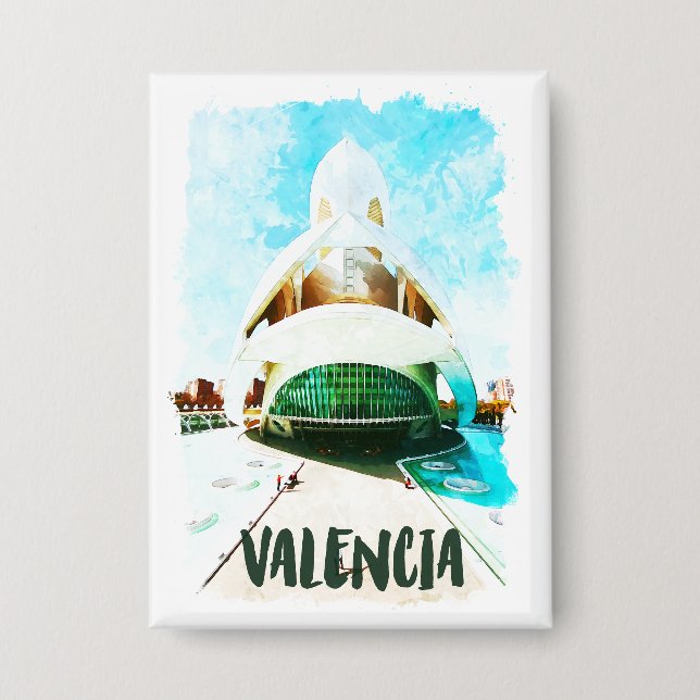 Valencia Spain Palau de les Arts Reina Sofía Button (Front)