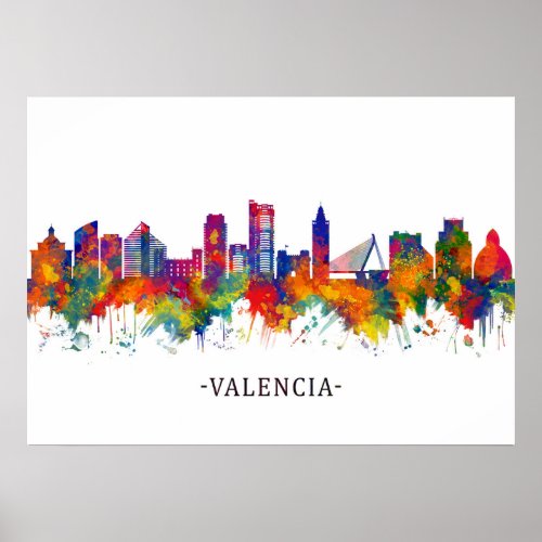 Valencia Spain Skyline Poster