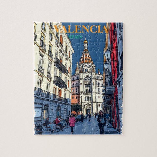 Valencia Spain Travel Art Vintage Jigsaw Puzzle (Vertical)