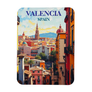 Valencia Spain Travel Art Vintage Magnet